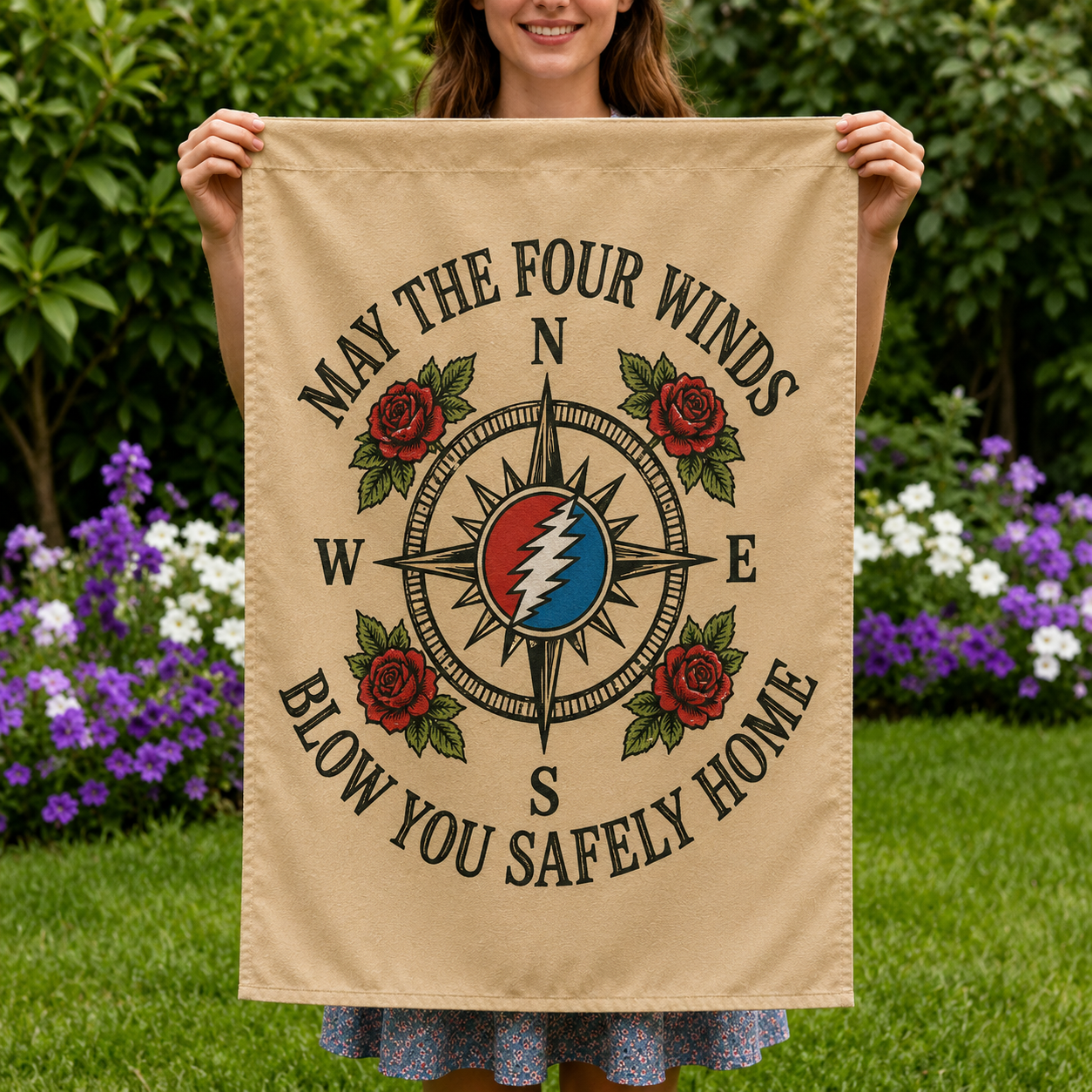 May The Four Winds Blow You Safely Home Garden Flag- Grateful Dead Inspired Flag