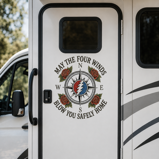 May The Four Winds Blow You Safely Home RV Camping Truck Decal - Grateful Dead Inpired