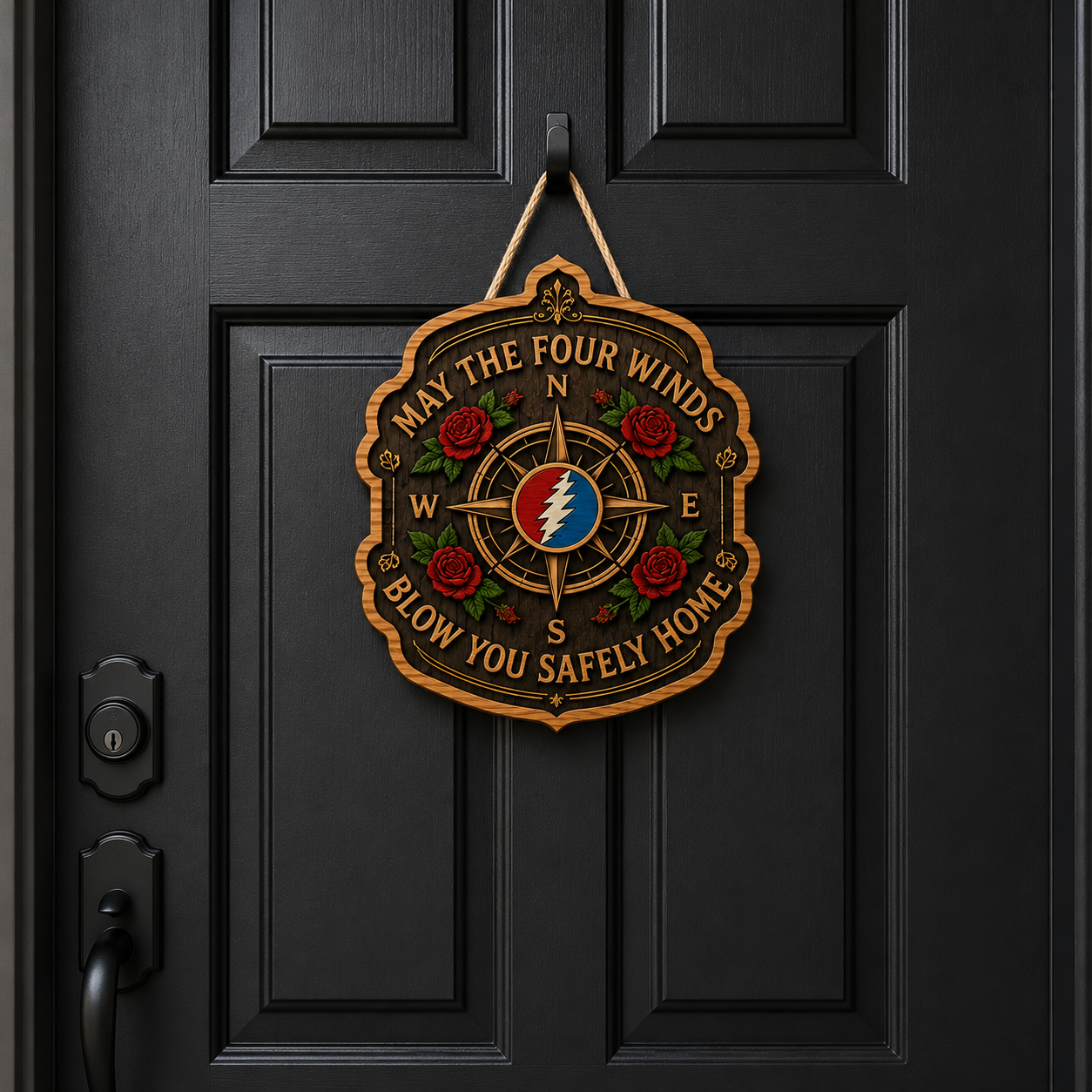 May The Four Winds Blow You Safely Home Wood Sign - Grateful Dead Inspired Design