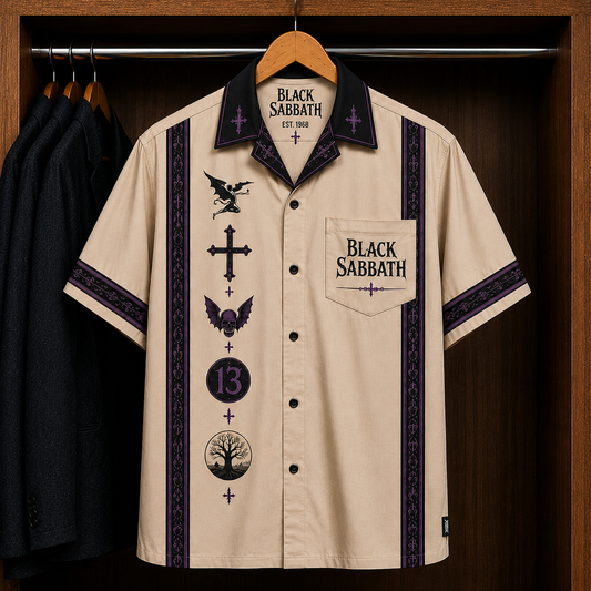 Black Sabbath Gothic Purple Moon The End Hawaiian Shirt - Mexican Inspired Hawaiian Shirt White Version