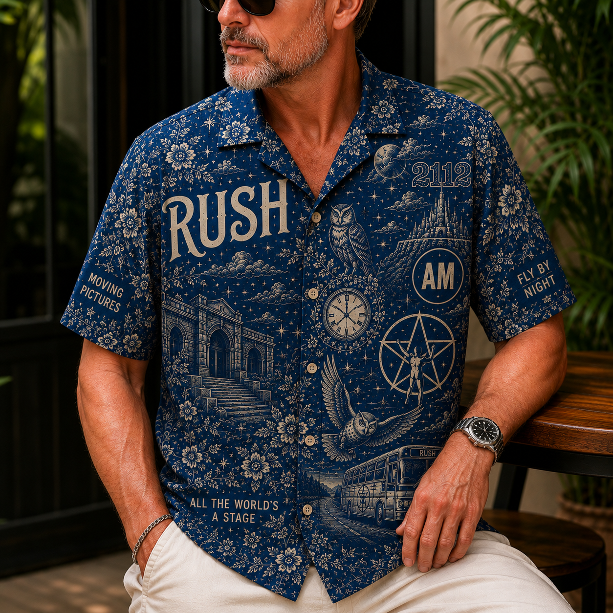 Rush Band Hawaiian Shirt - Classic Rock Vintage All-Over Print Button-Up Shirt