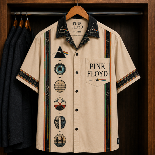 Pink Floyd Dark Side of the Moon Hawaiian Shirt - Mexican Inspired Hawaiian Shirt White Version