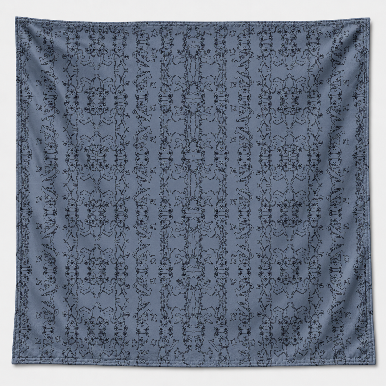 Blue Satin Dancing Bear Bandana - Grateful Dead Inspired Festival Scarf & Retro Music Accessory