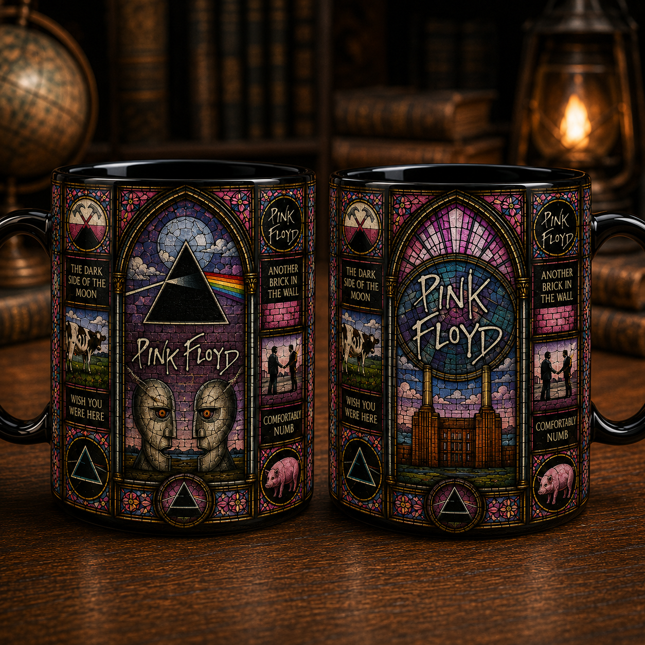 Pink Floyd Stained Glass Mug – Dark Side of the Moon Music Gift