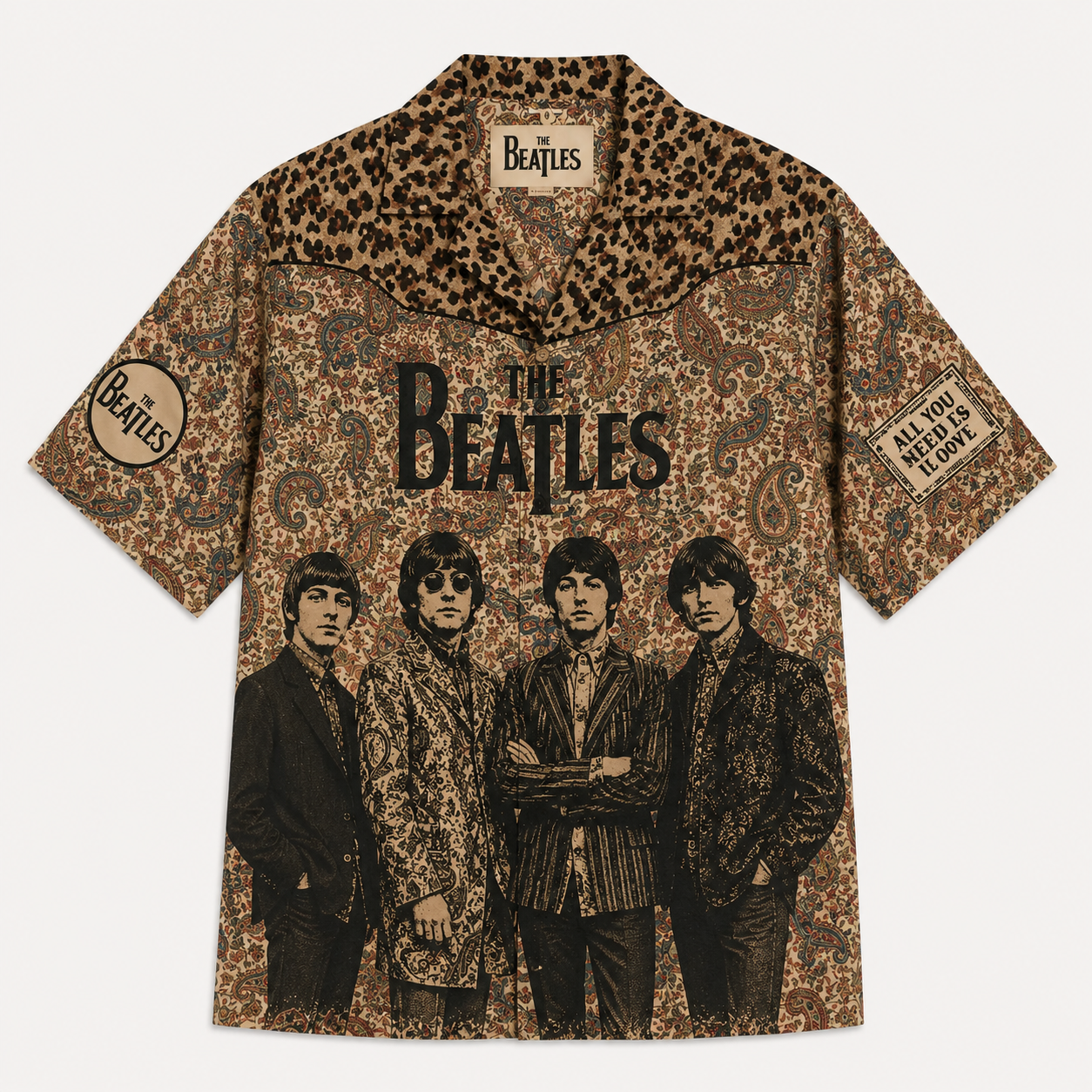 The Beatles Vintage Paisley Hawaiian Shirt - Retro Classic Rock Button-Up for Music Fans