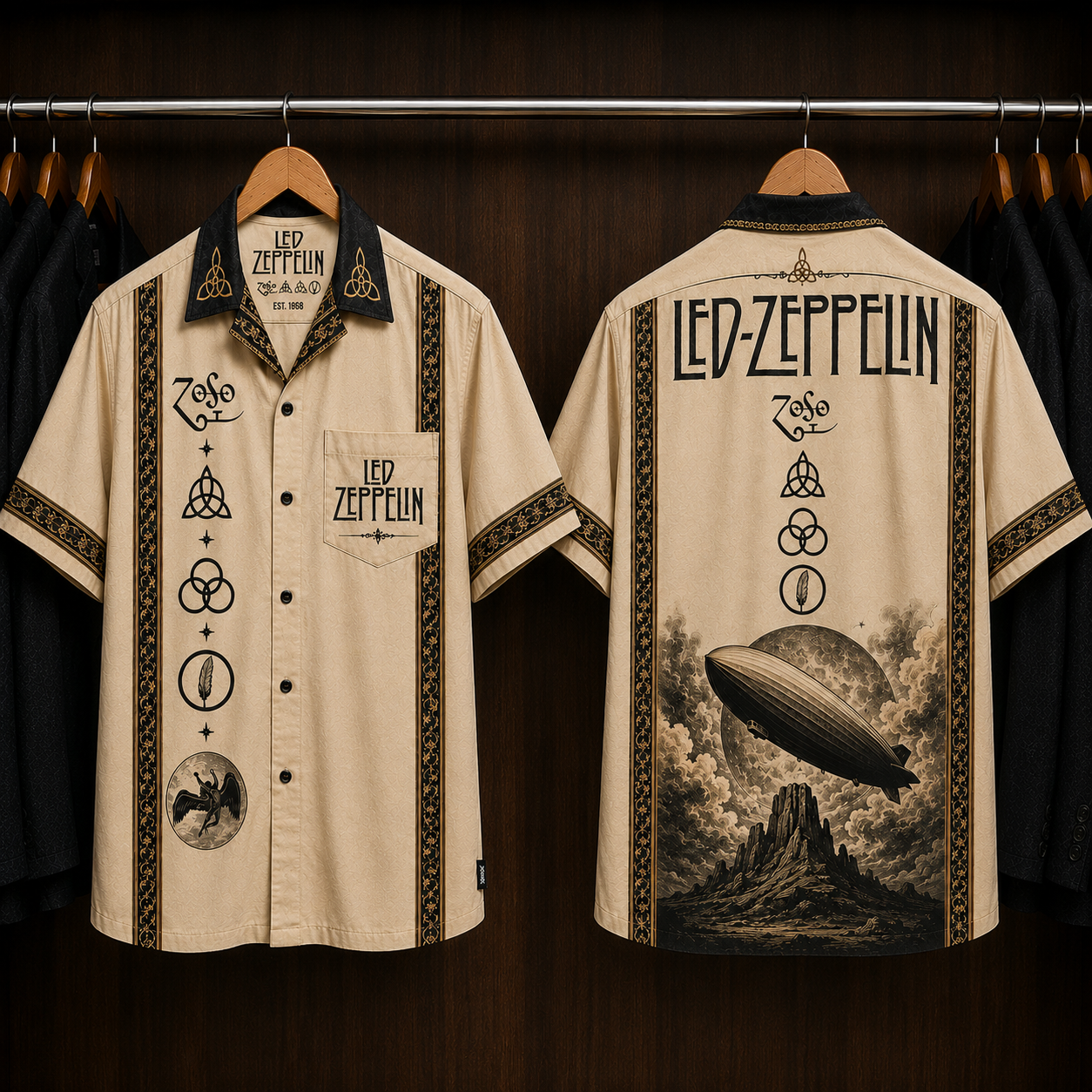 Led Zeppelin Symbols Hawaiian Shirt - Mexican Inspired Hawaiian Shirt White Version