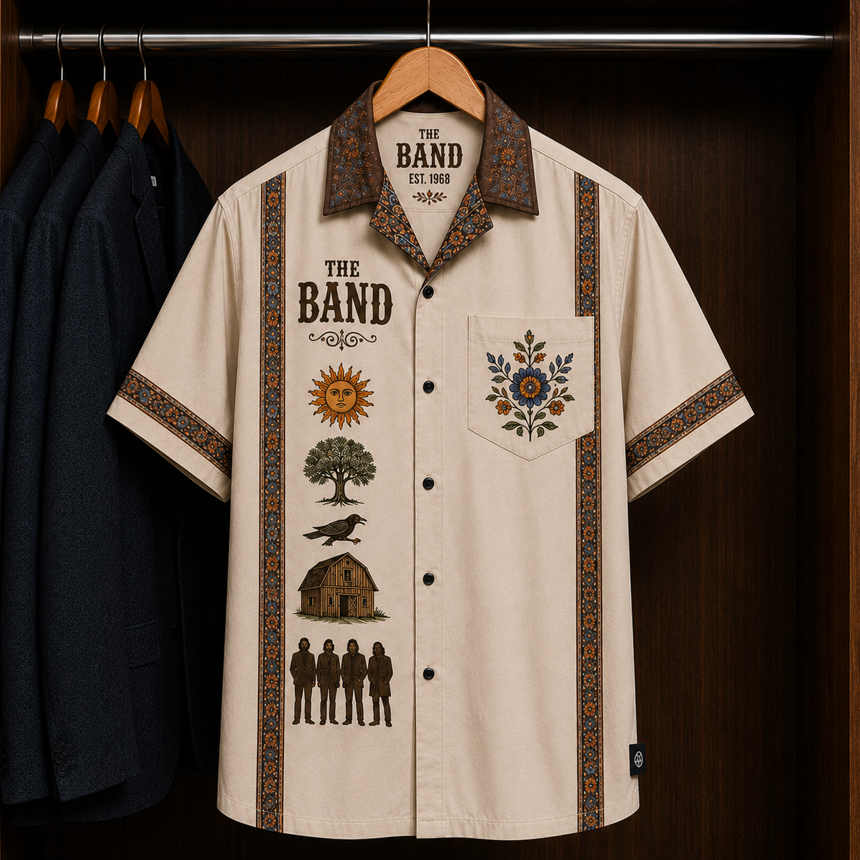 The Band Music From Big Pink Hawaiian Shirt - Mexican Inspired Hawaiian Shirt White Version