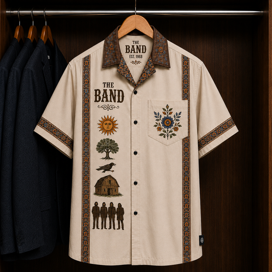 The Band Music From Big Pink Hawaiian Shirt - Mexican Inspired Hawaiian Shirt White Version