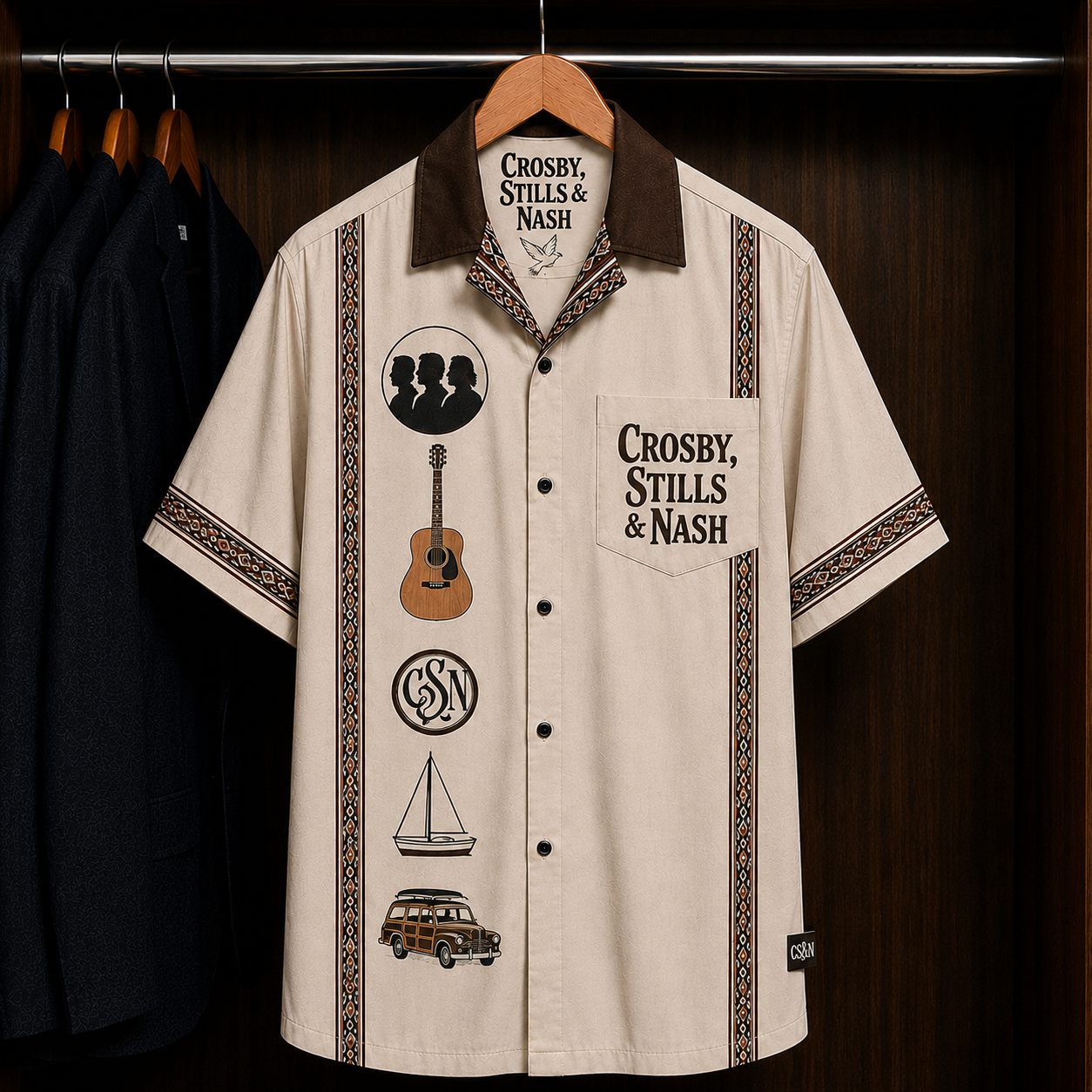 Crosby, Stills & Nash Teach Your Children Bohemian Hawaiian Shirt - Mexican Inspired Hawaiian Shirt White Version