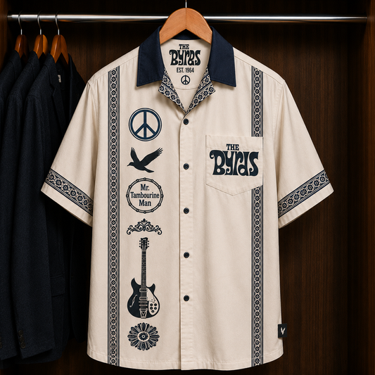 The Byrds Mr. Tambourine Man Bohemian Hawaiian Shirt - Mexican Inspired Hawaiian Shirt White Version