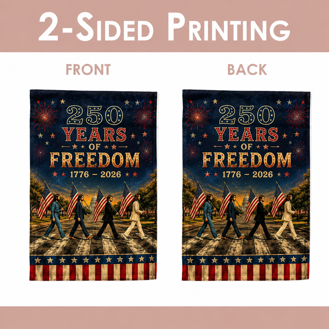 250 Years of Freedom House Flag The Beatles Abbey Road 1776–2026 House Flag - Fourth of July Outdoor Decor