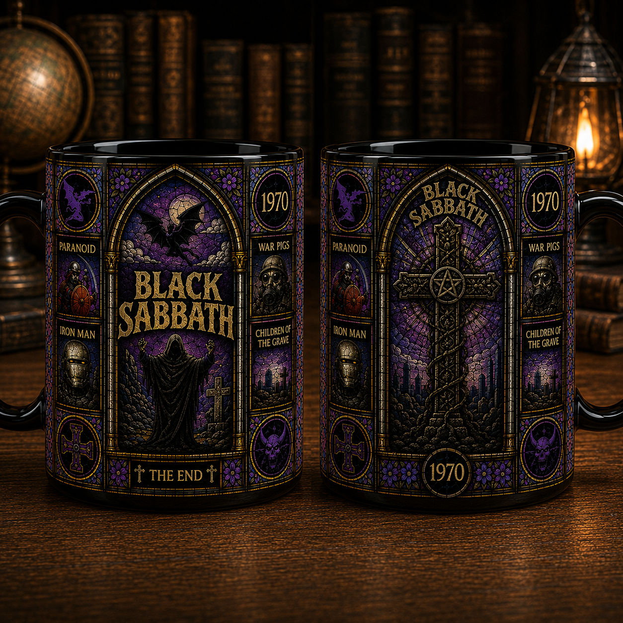 Black Sabbath Stained Glass Mug – Paranoid Heavy Metal Gift