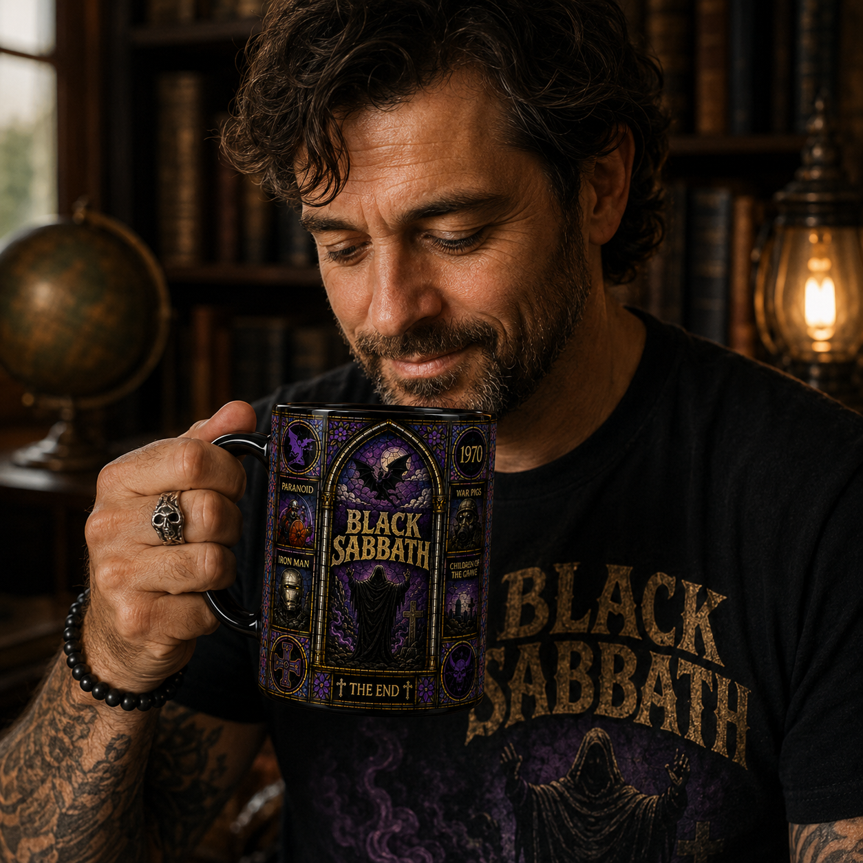 Black Sabbath Stained Glass Mug – Paranoid Heavy Metal Gift