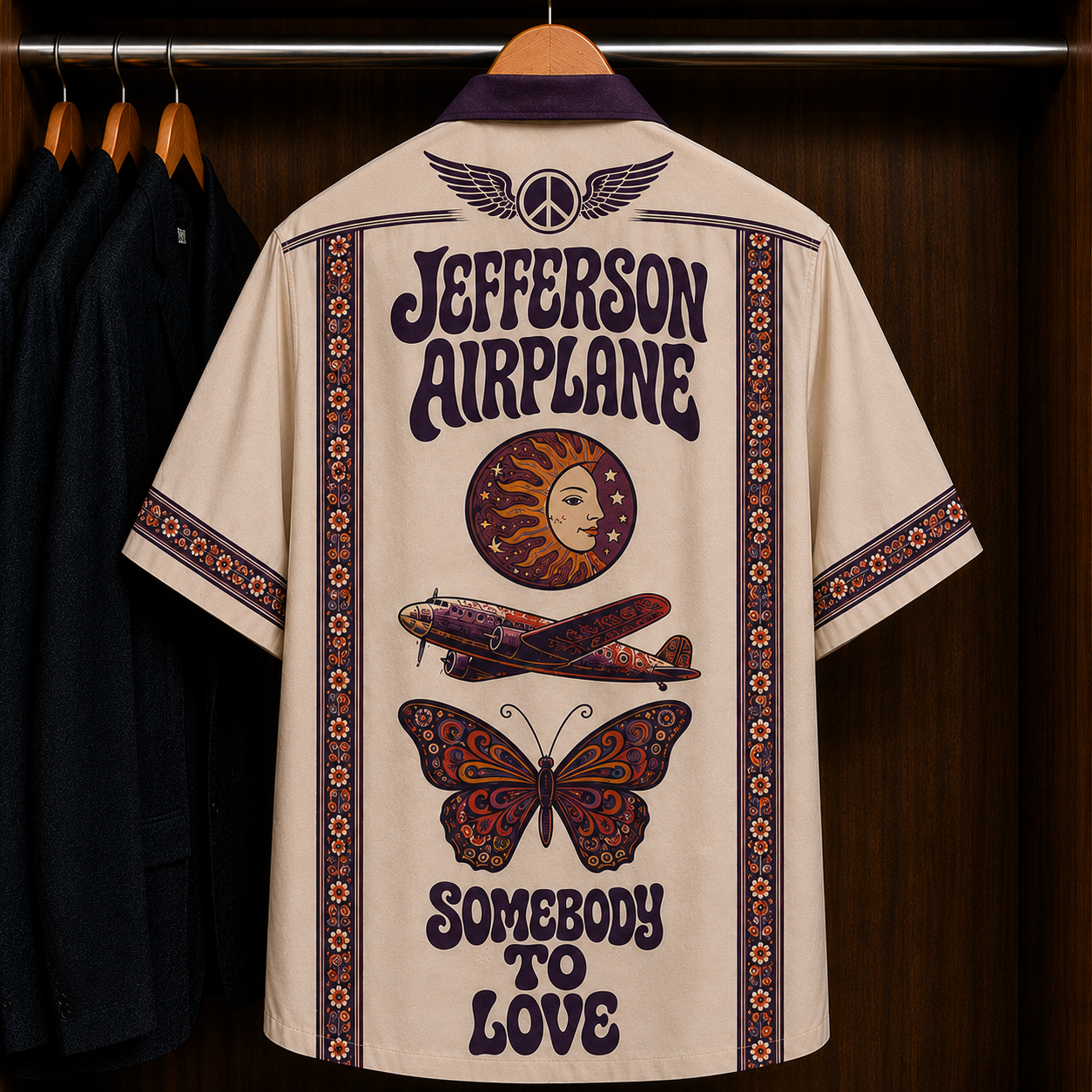 Jefferson Airplane Somebody to Love Bohemian Hawaiian Shirt - Mexican Inspired Hawaiian Shirt White Version