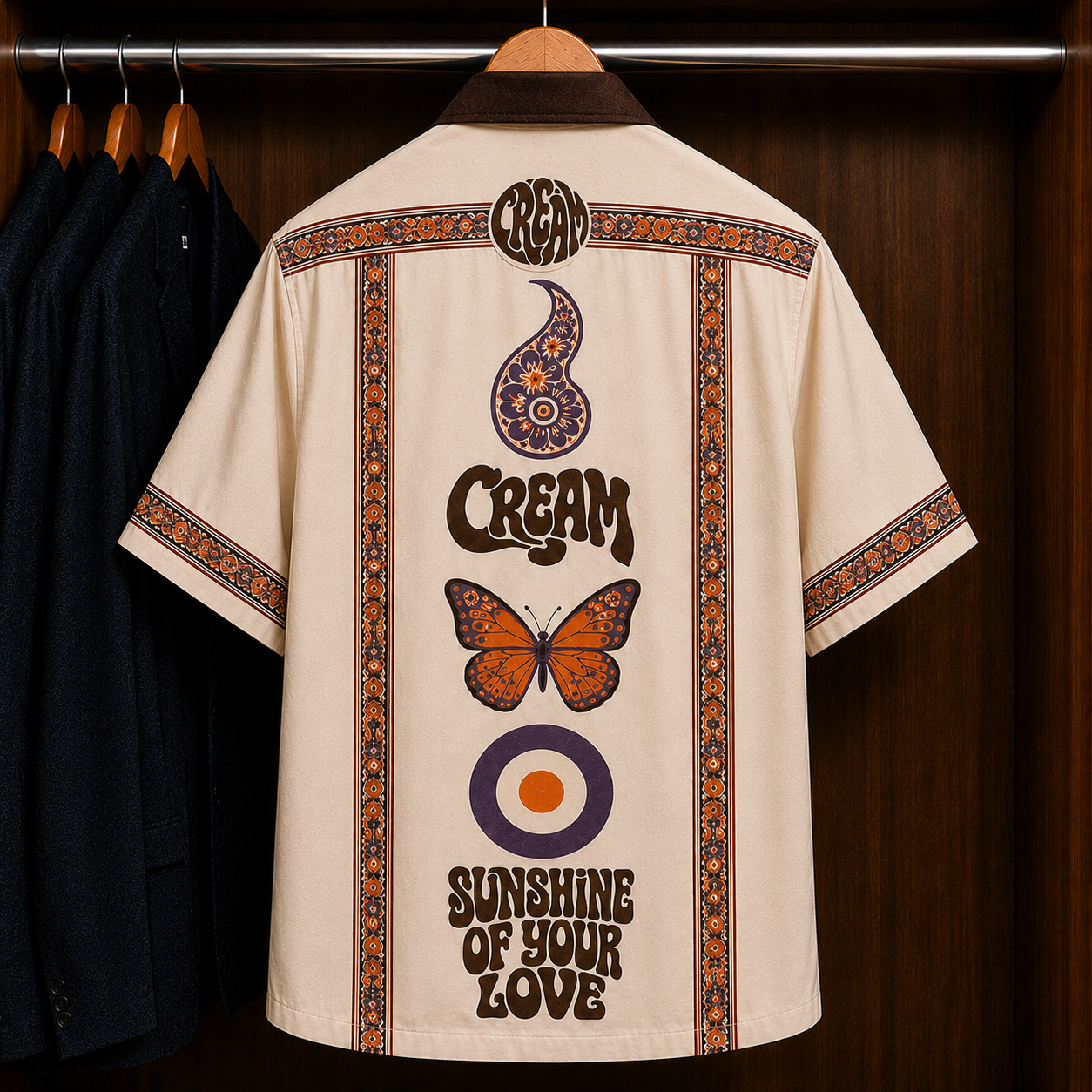 Cream Sunshine of Your Love Bohemian Hawaiian Shirt - Mexican Inspired Hawaiian Shirt White Version