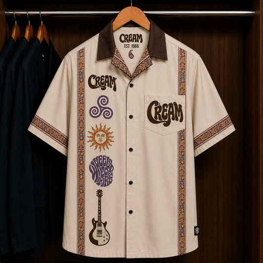 Cream Sunshine of Your Love Bohemian Hawaiian Shirt - Mexican Inspired Hawaiian Shirt White Version