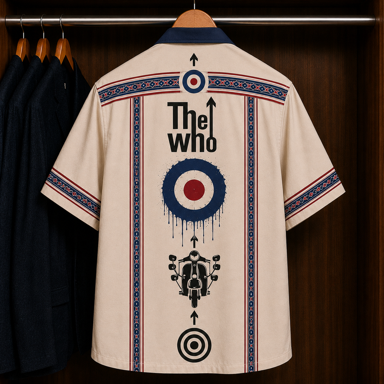 The Who Mod Target Bohemian Hawaiian Shirt - Mexican Inspired Hawaiian Shirt White Version