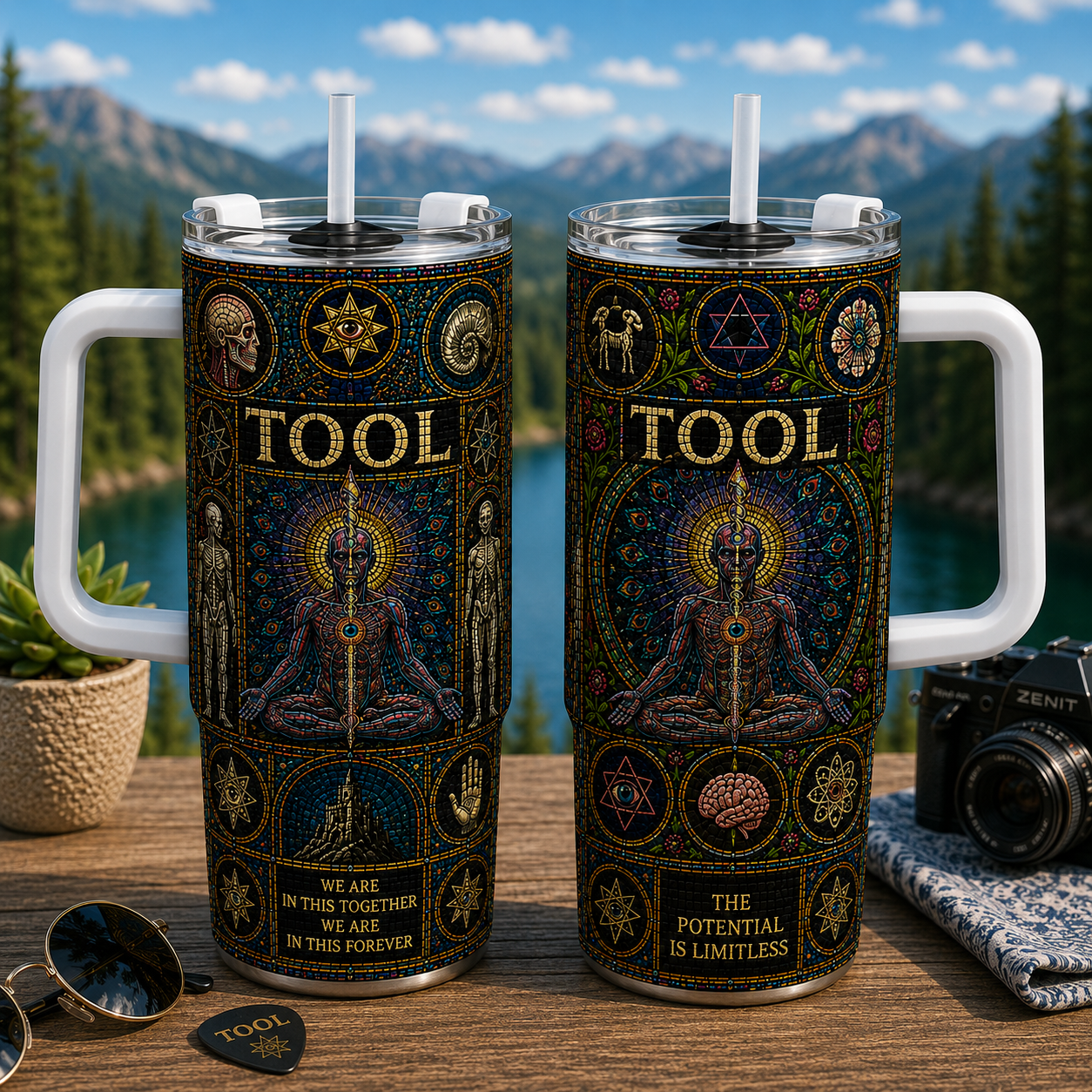Tool 20oz & 40oz Stained Glass Stainless Steel Tumbler - Progressive Metal Travel Mug With Lid and Straw