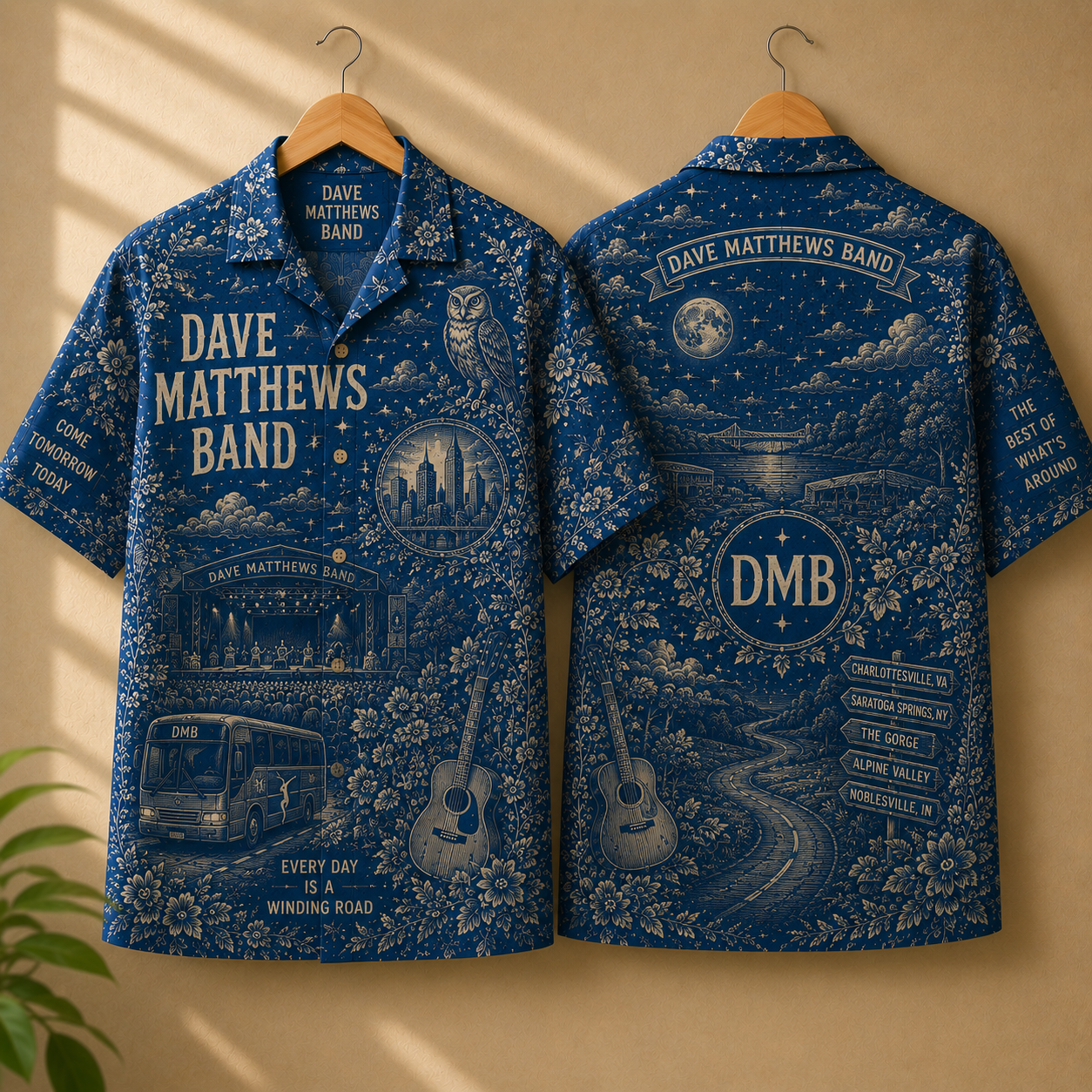 Dave Matthews Band Hawaiian Shirt - Classic Rock Vintage All-Over Print DMB Button-Up Shirt