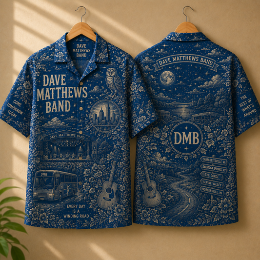 Dave Matthews Band Hawaiian Shirt - Classic Rock Vintage All-Over Print DMB Button-Up Shirt