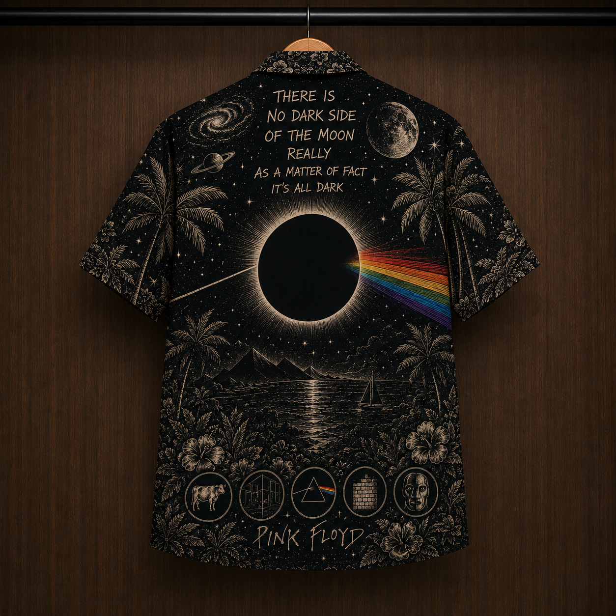 Pink Floyd The Dark Side of the Moon Hawaiian Shirt - Psychedelic Rock Band Button-Up Shirt Vintage Music Fan Gift