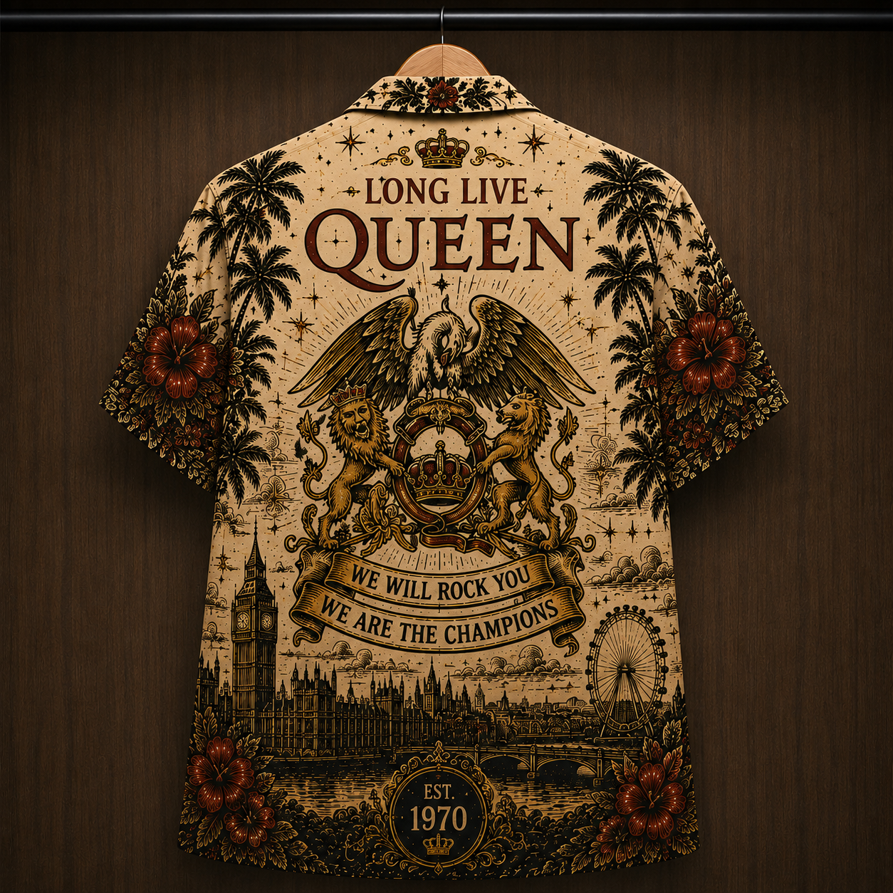 Queen We Will Rock You Hawaiian Shirt - Queen Band Button-Up Shirt Wembley Stadium Rock Music Fan Gift for Men and Women