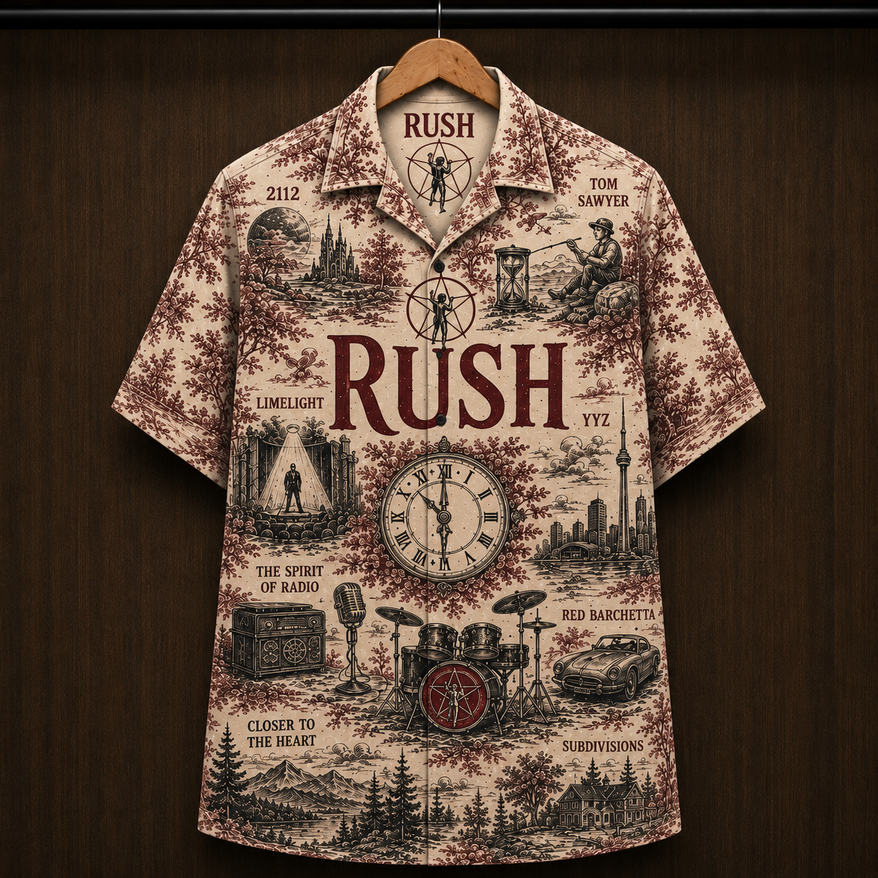 Rush Farewell to Kings Hawaiian Shirt - Rush Band Button-Up Shirt Progressive Rock Music Fan Gift Vintage All-Over Print Shirt