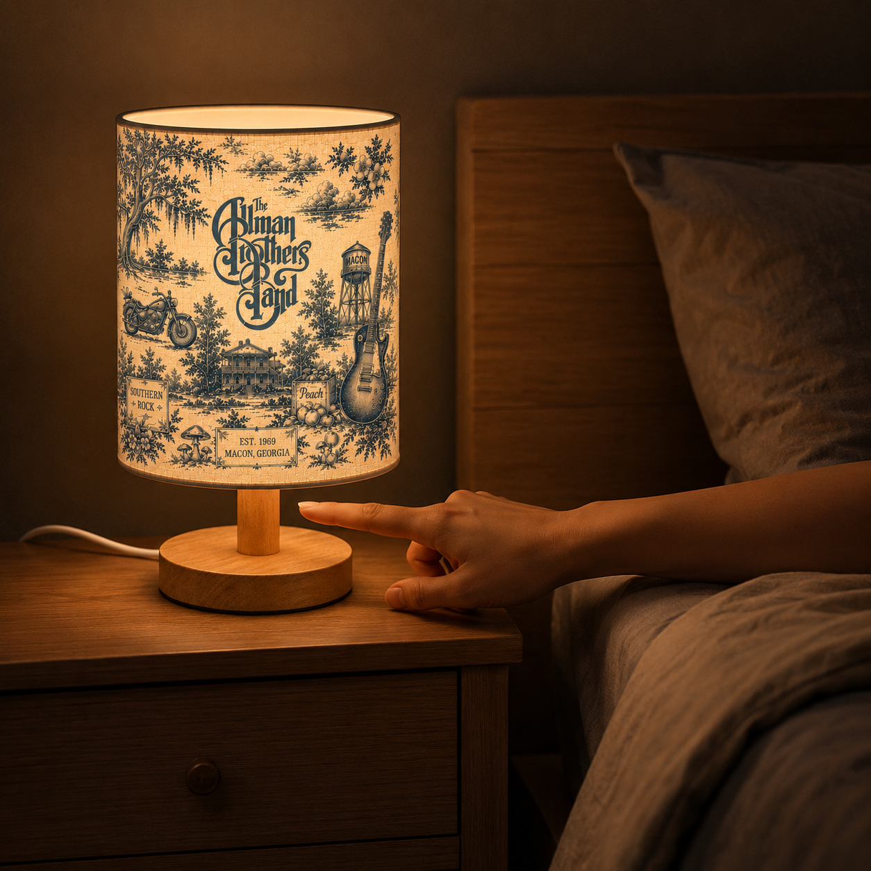 The Allman Brothers Band Table Fabric Lamp – Vintage Music Room Decor Gift