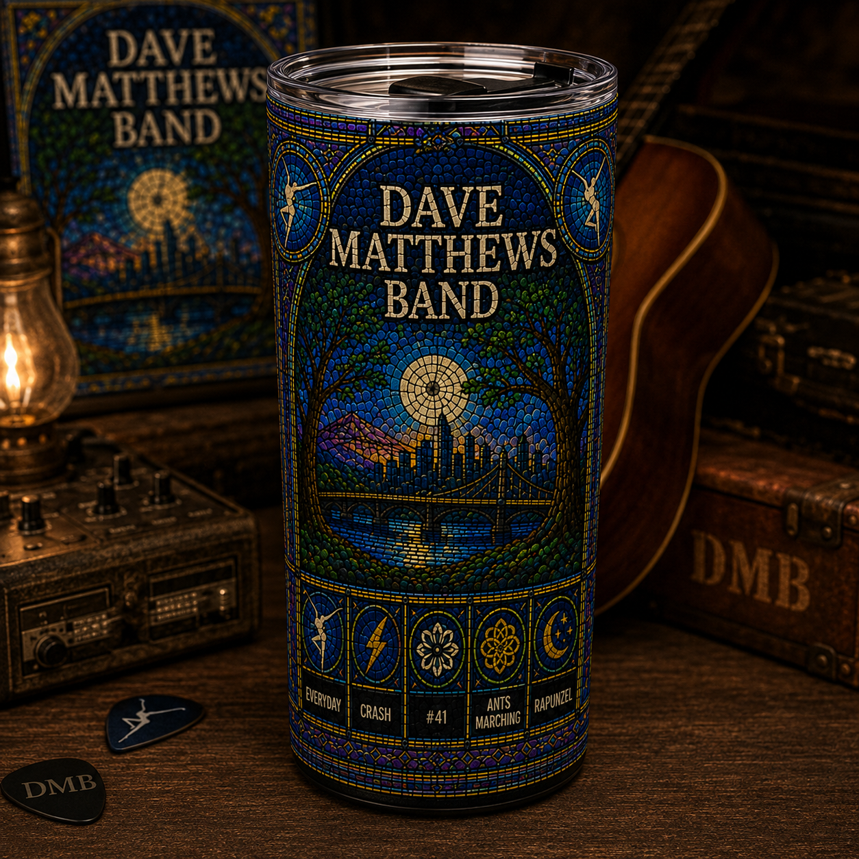 Dave Matthews Band Stained Glass Tumbler - 20oz & 40oz Stainless Steel Travel Mug Inspired by DMB