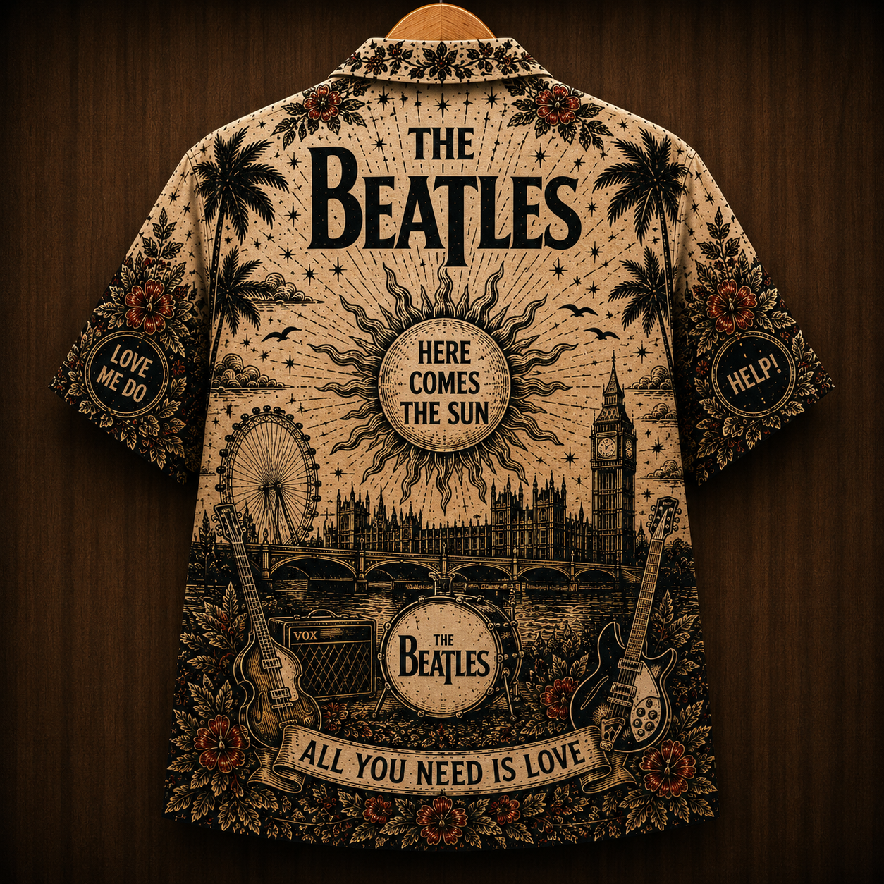 The Beatles Abbey Road Hawaiian Shirt - All You Need Is Love Button-Up Shirt Classic Rock Band Fan Gift for Men and Women