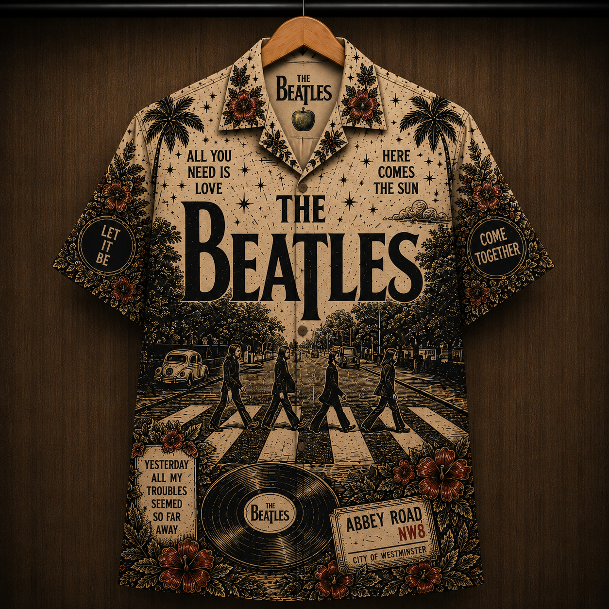 The Beatles Abbey Road Hawaiian Shirt - All You Need Is Love Button-Up Shirt Classic Rock Band Fan Gift for Men and Women