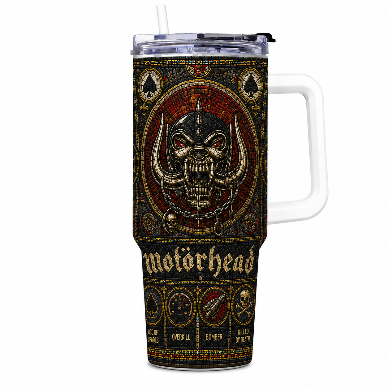 Motörhead Stained Glass Tumbler - 20oz & 40oz Stainless Steel Travel Mug for Motörhead Heavy Metal Fans