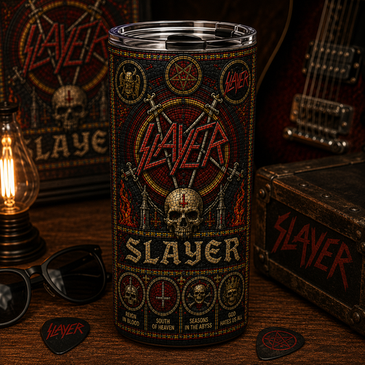 Slayer Stained Glass Tumbler - 20oz & 40oz Stainless Steel Travel Mug for Slayer Heavy Metal Fans