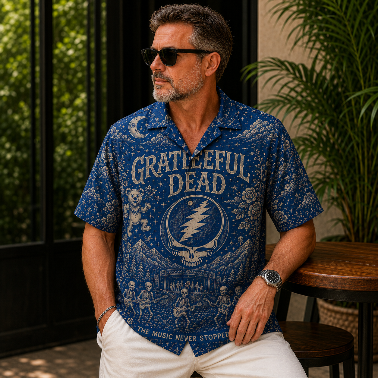 Grateful Dead Toile Hawaiian Shirt - Classic Rock Vintage All-Over Print Button-Up Shirt