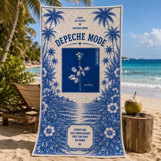 Depeche Mode Violator Beach Towel - Blue Tropical Vintage Music Fan Coastal Towel