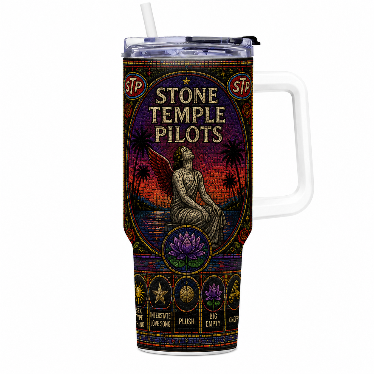 Stone Temple Pilots Stained Glass Tumbler - 20oz & 40oz Stainless Steel Travel Mug for STP Rock Fans