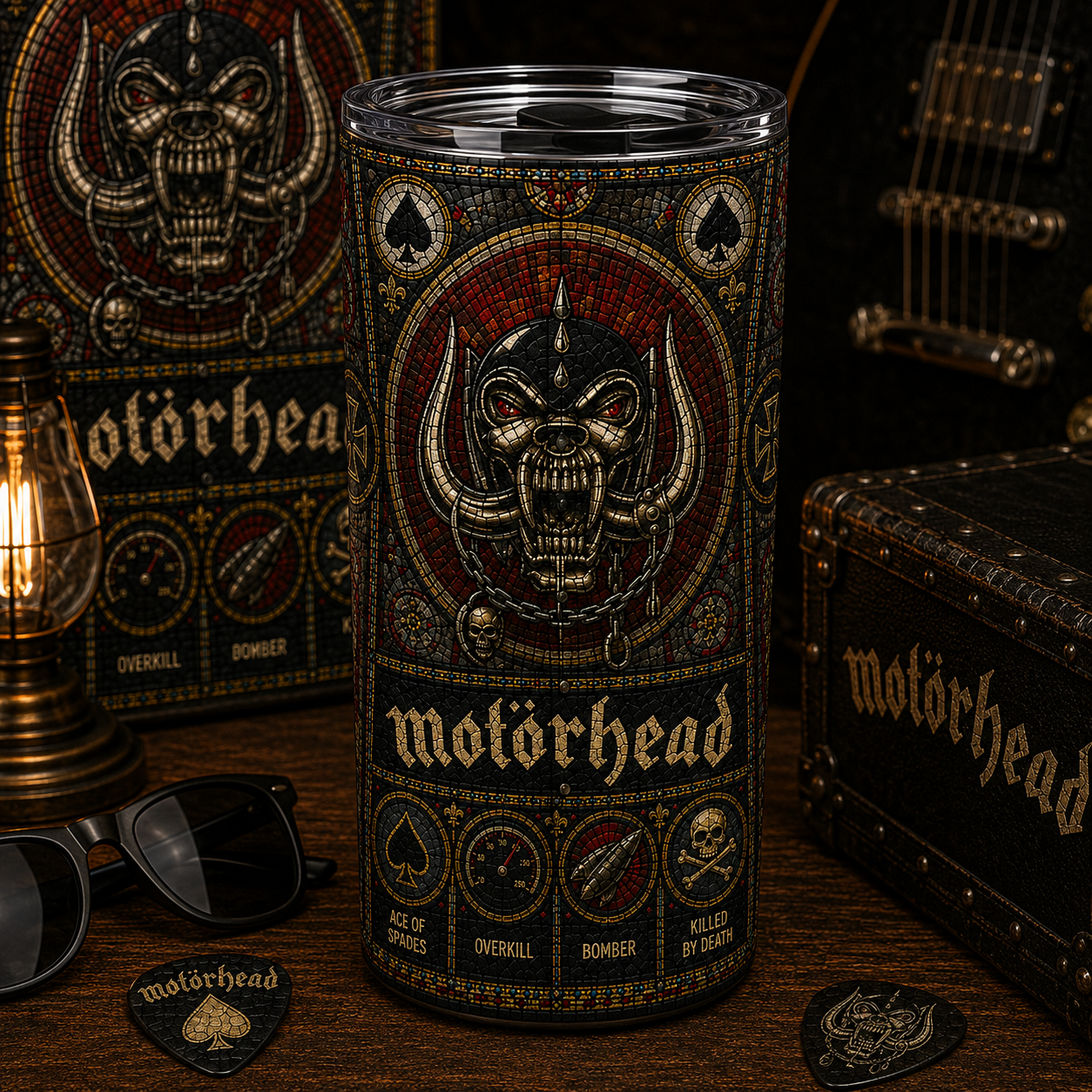 Motörhead Stained Glass Tumbler - 20oz & 40oz Stainless Steel Travel Mug for Motörhead Heavy Metal Fans