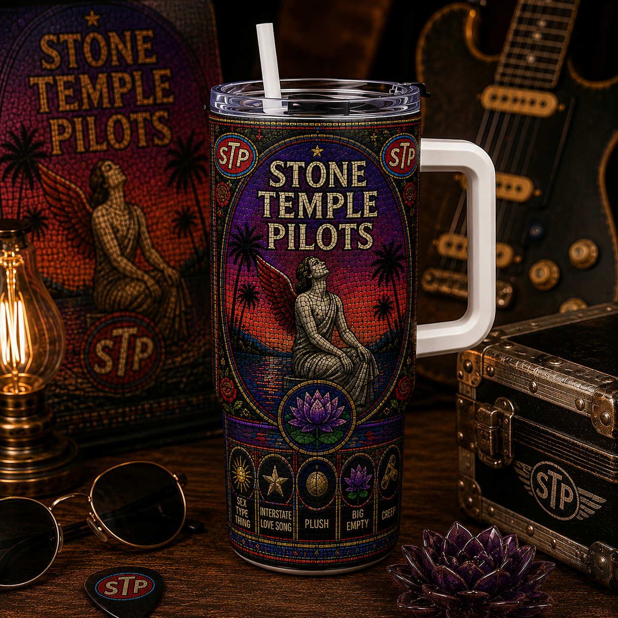 Stone Temple Pilots Stained Glass Tumbler - 20oz & 40oz Stainless Steel Travel Mug for STP Rock Fans