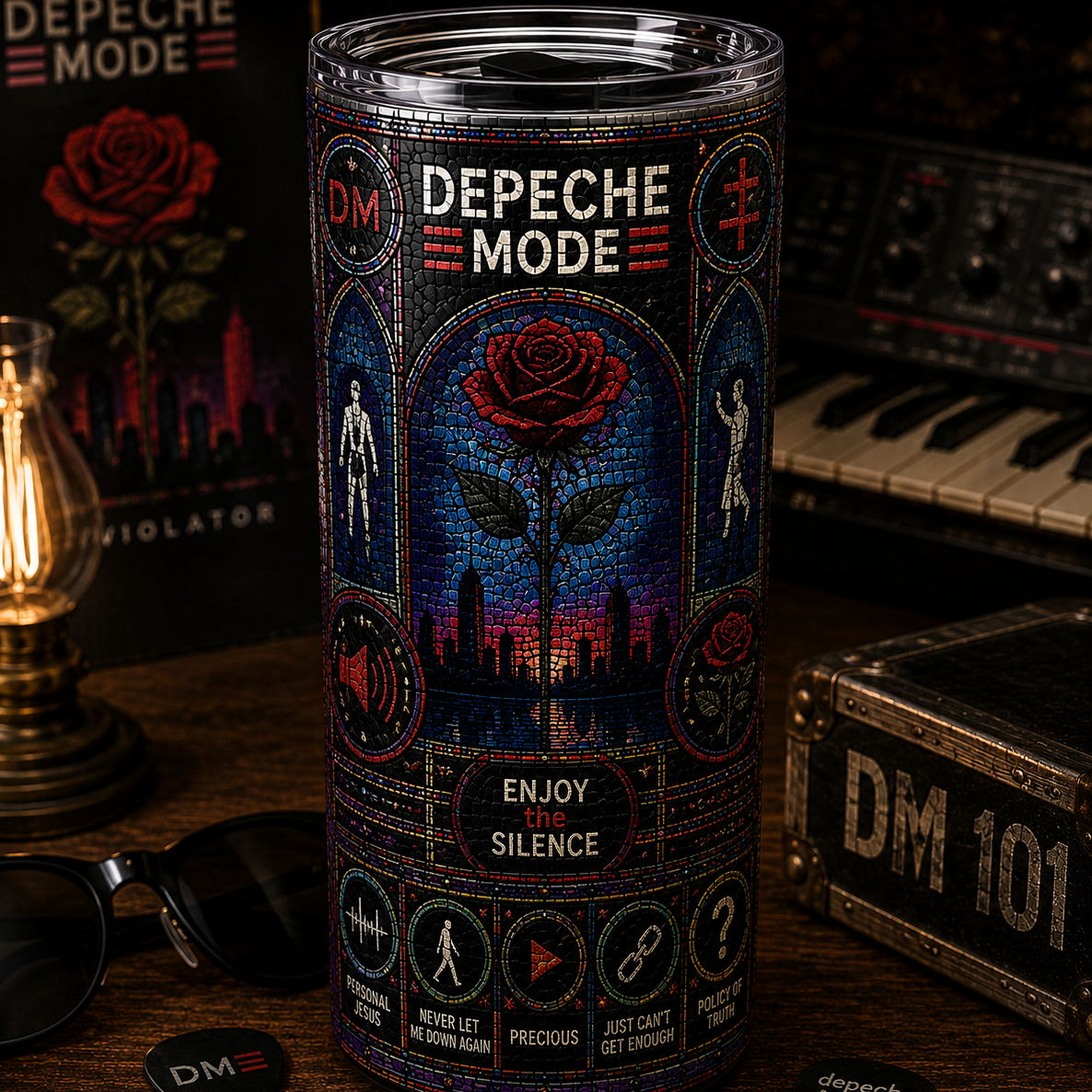Depeche Mode Stained Glass Tumbler - 20oz & 40oz Stainless Steel Travel Mug for Depeche Mode Fans