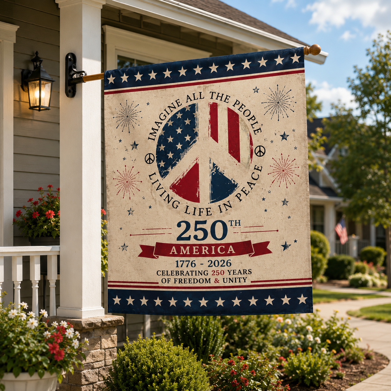 America 250th Anniversary Garden Flag 2026 - Patriotic Peace Sign Outdoor Yard Flag Celebrating 250 Years of Freedom