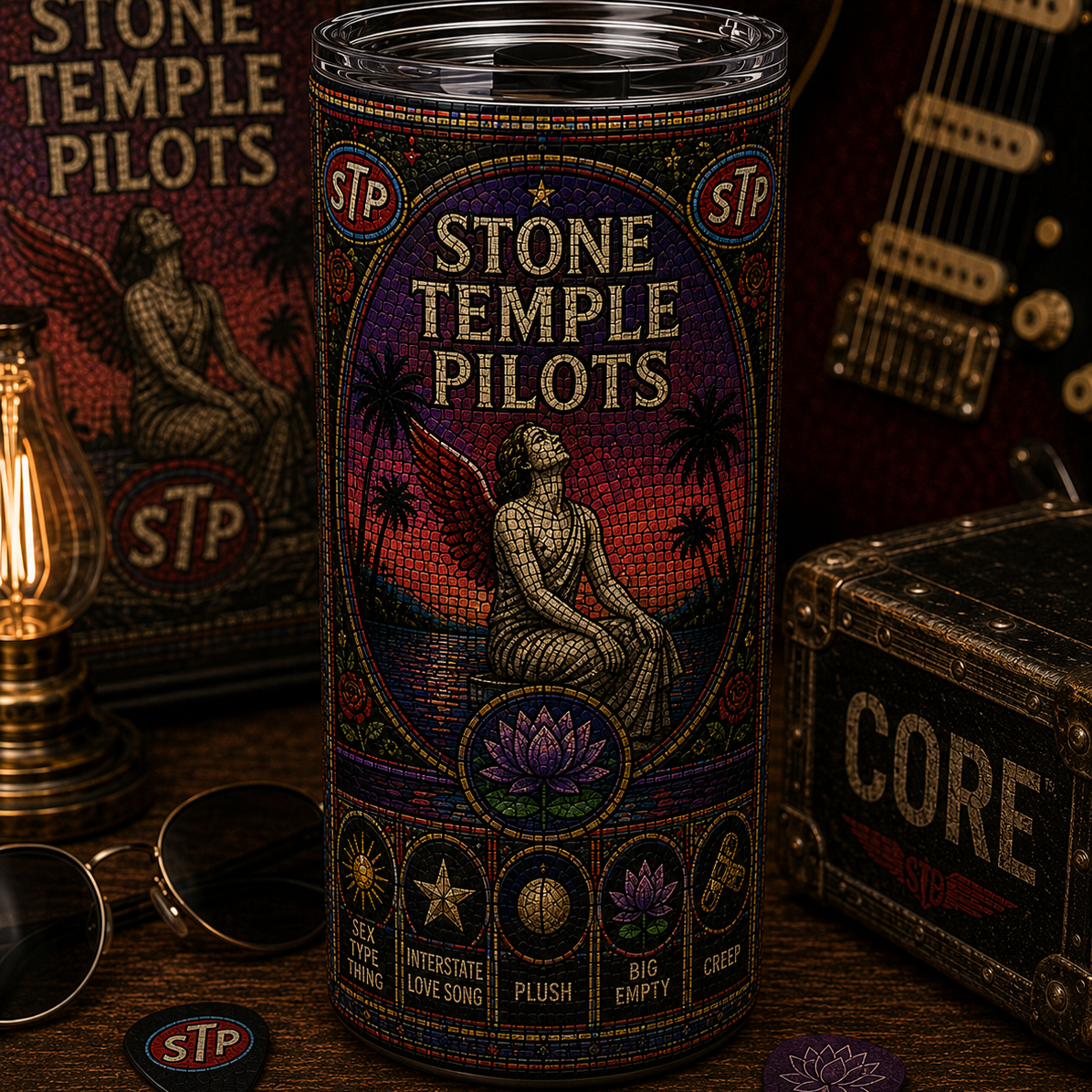 Stone Temple Pilots Stained Glass Tumbler - 20oz & 40oz Stainless Steel Travel Mug for STP Rock Fans