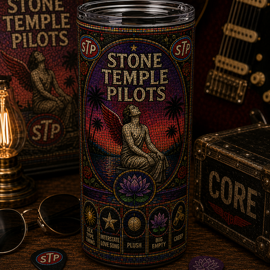 Stone Temple Pilots Stained Glass Tumbler - 20oz & 40oz Stainless Steel Travel Mug for STP Rock Fans