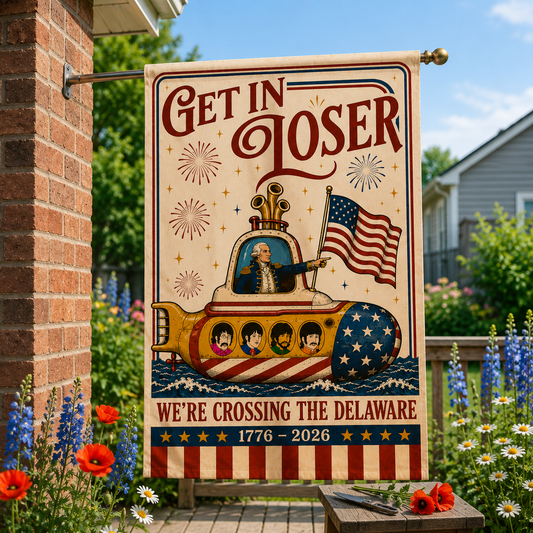 The Beatles George Washington 250th Anniversary House Flag – Crossing the Delaware Patriotic House Garden Flag (1776–2026)