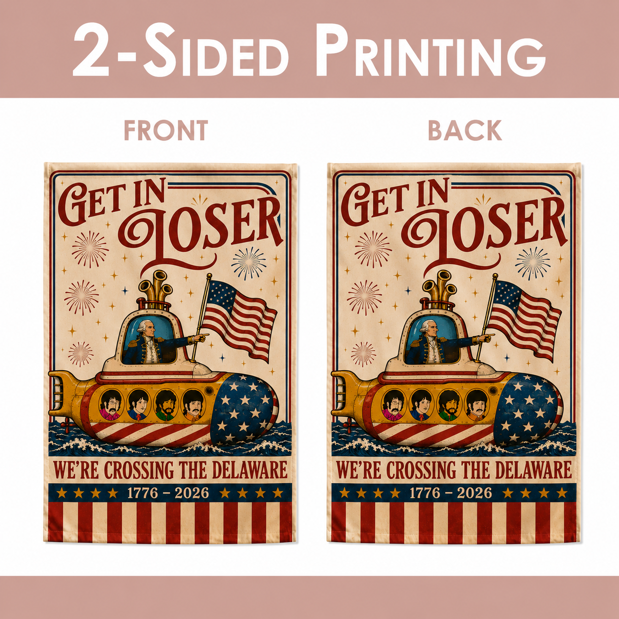 The Beatles George Washington 250th Anniversary House Flag – Crossing the Delaware Patriotic House Garden Flag (1776–2026)