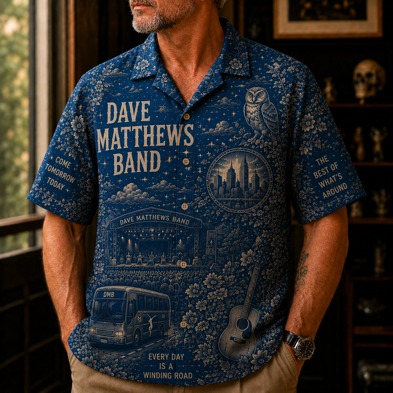 Dave Matthews Band Hawaiian Shirt - Classic Rock Vintage All-Over Print DMB Button-Up Shirt