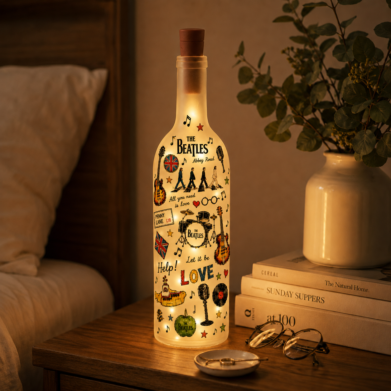 The Beatles Bottle Lamp – Abbey Road & Let It Be Night Light, Classic Rock Decor Gift for Beatles Fans