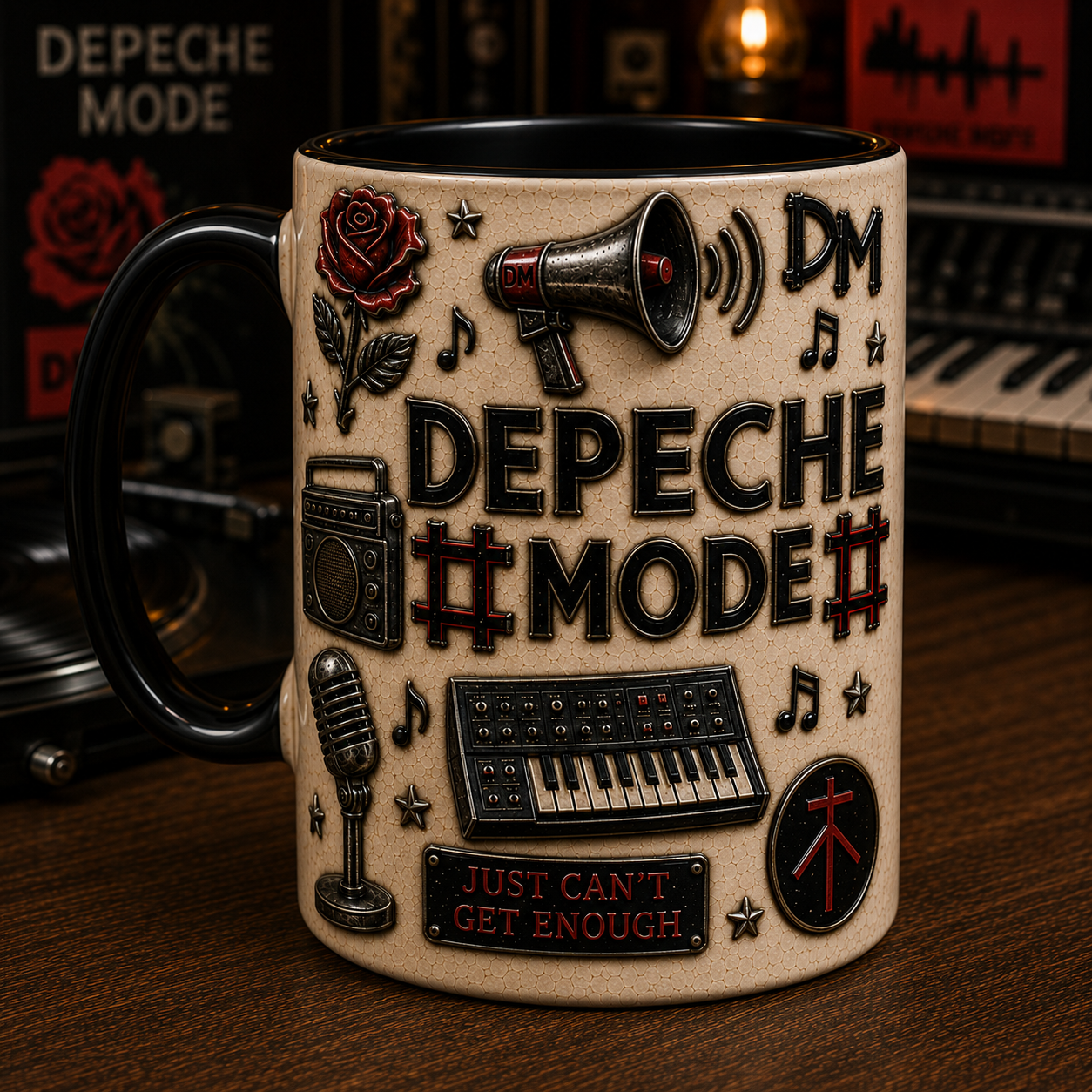 Depeche Mode Mug – Just Can’t Get Enough Synth-Pop Coffee Cup, Retro New Wave Music Gift for Fans