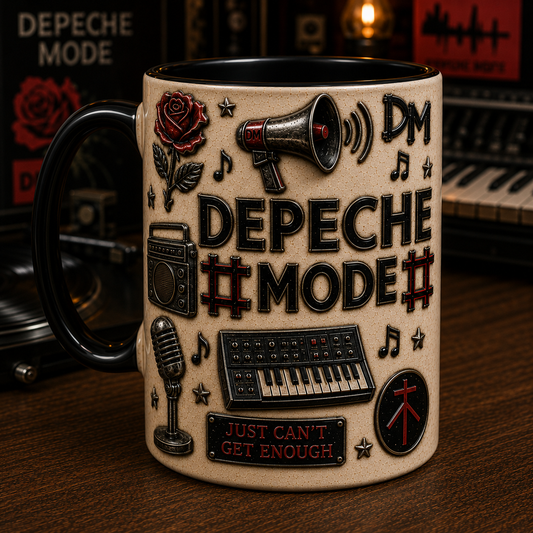 Depeche Mode Mug – Just Can’t Get Enough Synth-Pop Coffee Cup, Retro New Wave Music Gift for Fans