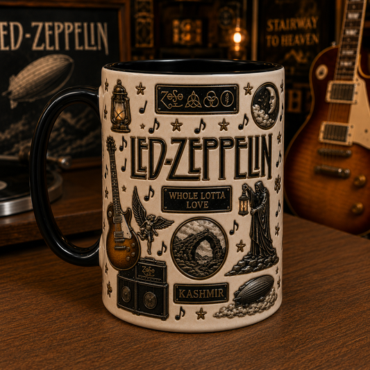 Led Zeppelin Mug – Whole Lotta Love & Kashmir Coffee Cup, Classic Rock Gift for Fans
