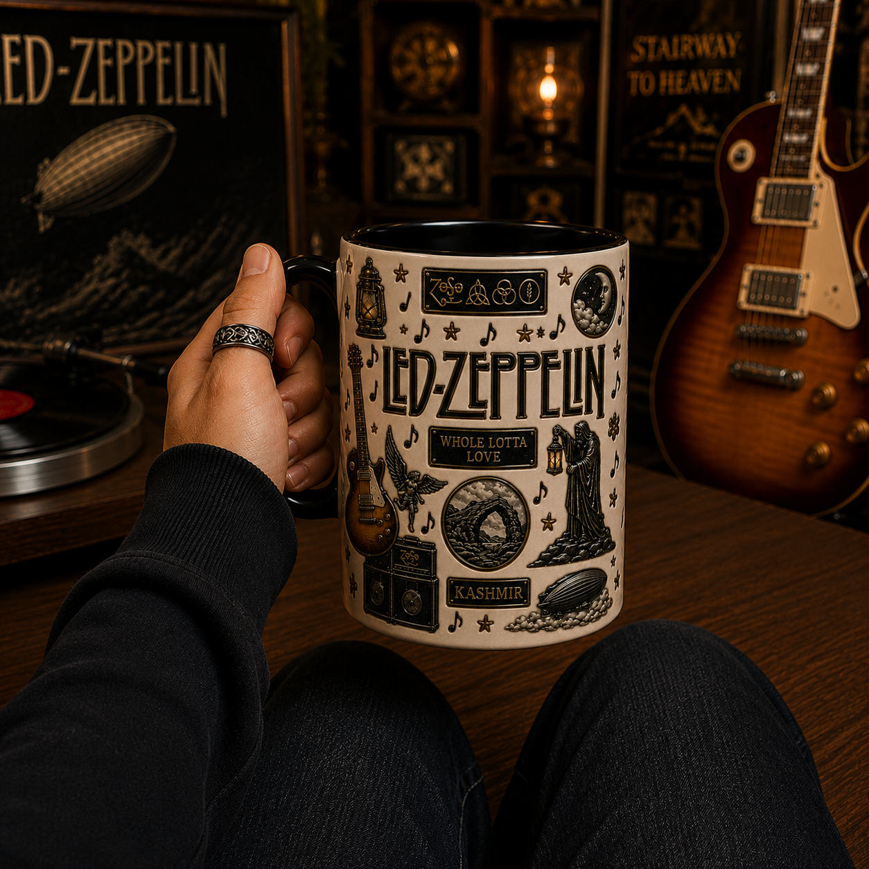Led Zeppelin Mug – Whole Lotta Love & Kashmir Coffee Cup, Classic Rock Gift for Fans